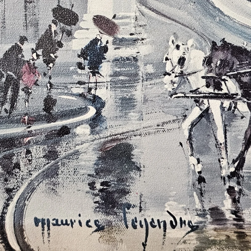 Vintage Maurice Legendre Vienna Street Scene Print Tram Horse Carriage Art